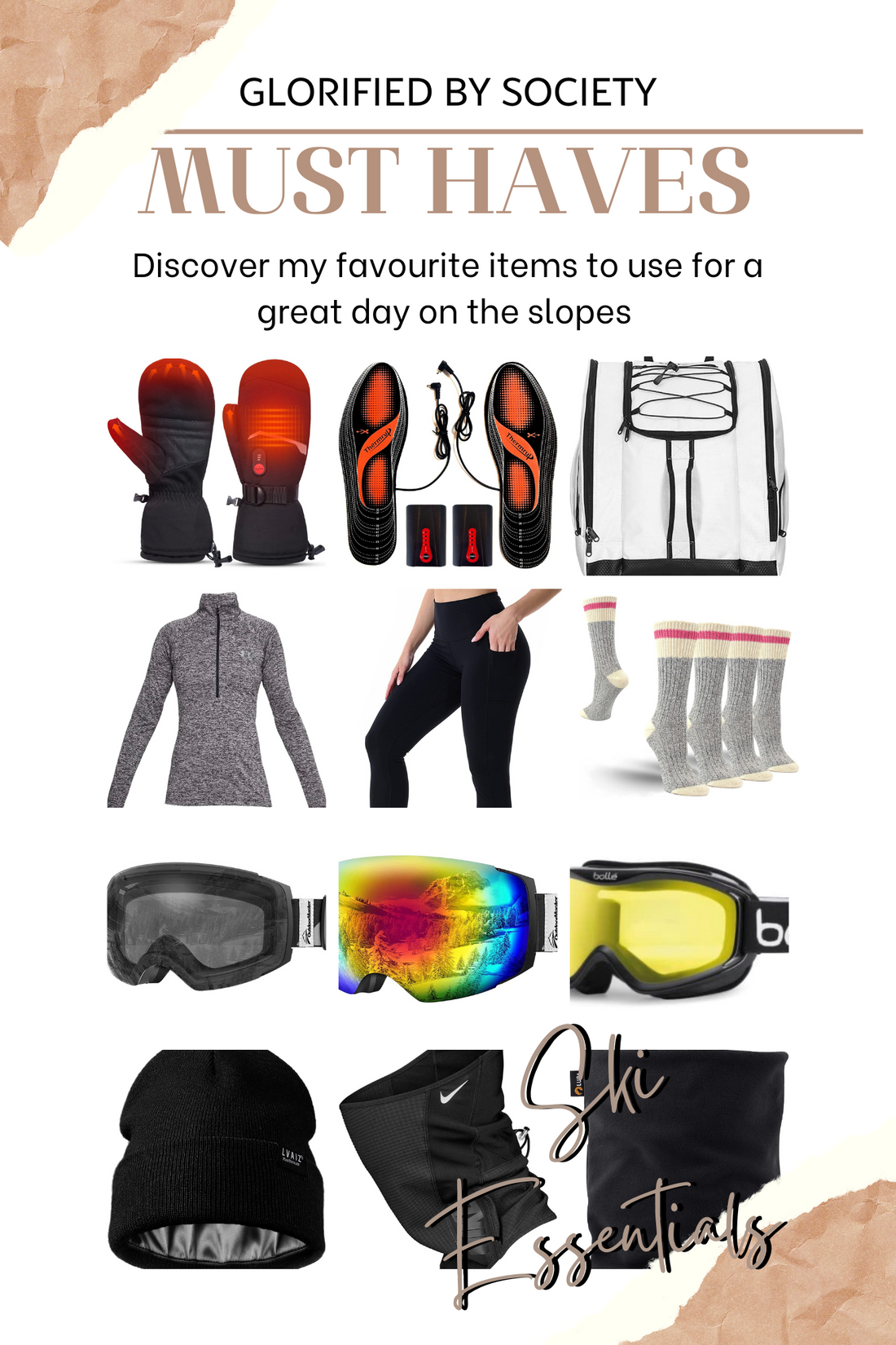 ski, ski gear, ski wear, gloves, insoles, boot bag, goggles, winter, sports, winter sports, beanie, curly hair