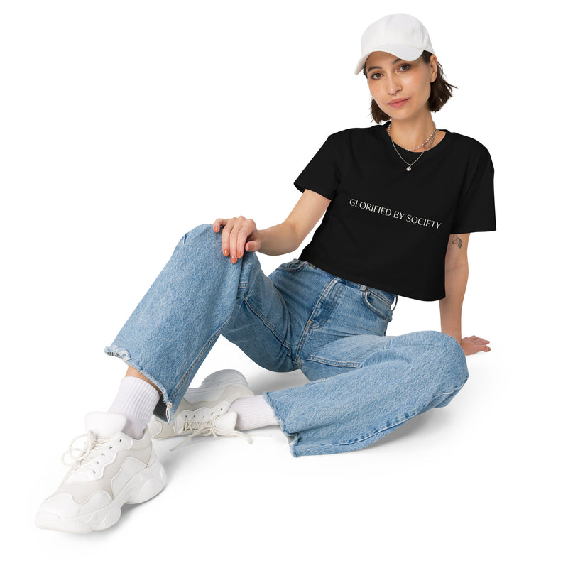 Women's soft 100% cotton crop top with a relaxed fit, dropped shoulders, and cropped length, ideal for spring and summer comfort.